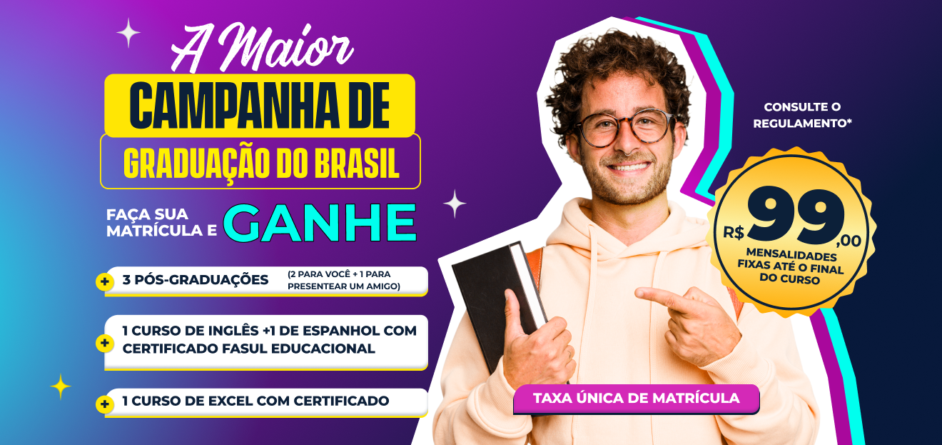 Graduação EAD Início imediato + 4 Cursos de Pós Grátis + 5 Cursos Livres Grátis + Matrícula Grátis